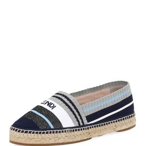 Stretch-Knit Metallic Espadrille, Dark Blue